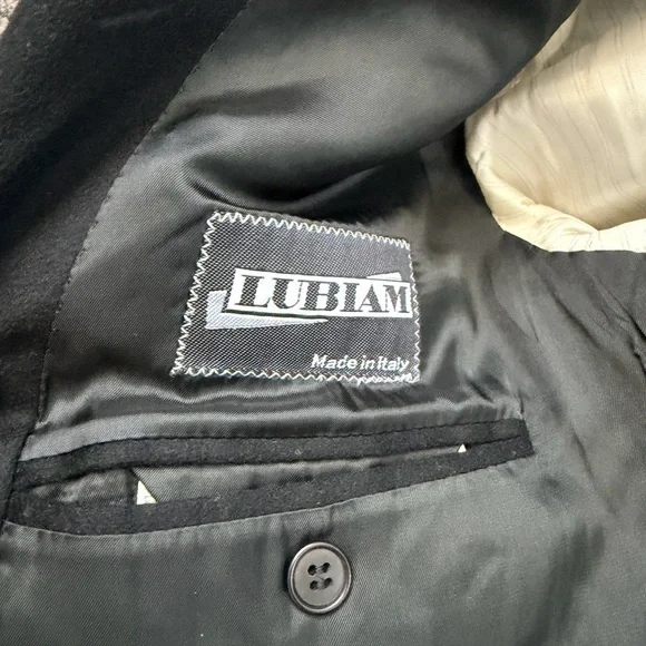Vintage Lubiam Elegant Black Cashmere and Wool Men's Blazer Made in Italy 50R - Picture 4 of 13